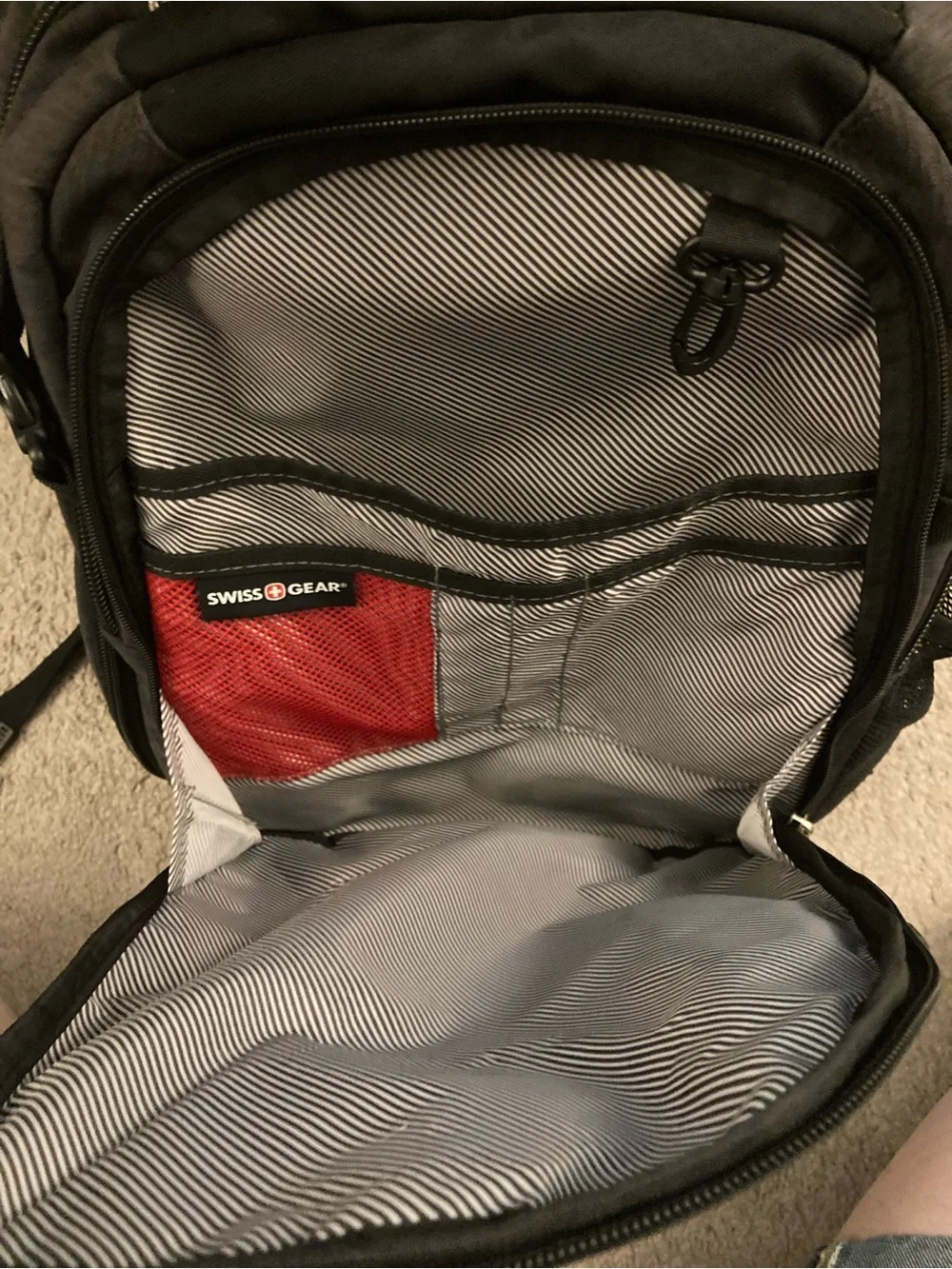 SwissGear Gray and Black Travel Backpack with Red Logo